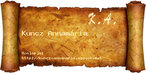 Kuncz Annamária névjegykártya
